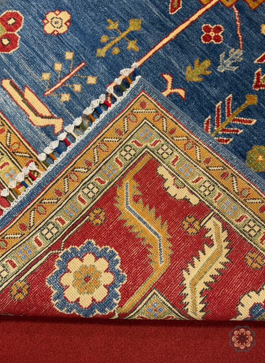 C060 Bold Hand-Knotted Afghan Tribal Chobi Kilim-Inspired Area Rug - Geometric Splendor