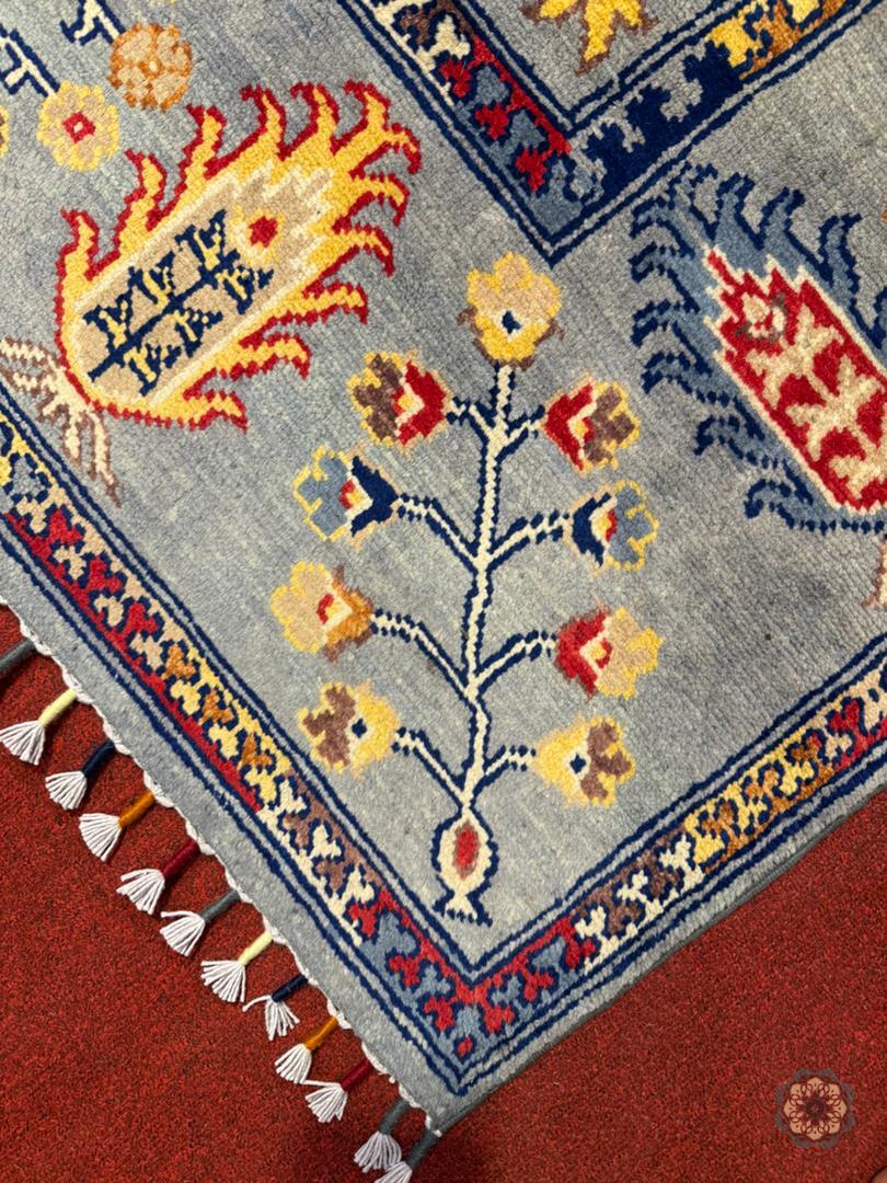 Captivating Hand-Knotted Afghan Mughal-Inspired Area Rug - Blending Tradition with Whimsy C068