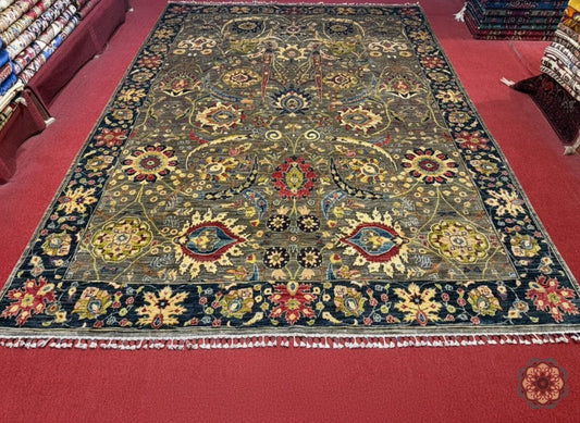 The Rustic Bloom - Hand-Knotted Afghan Serapi-Inspired Carpet 3.52m x 2.5m (C053)