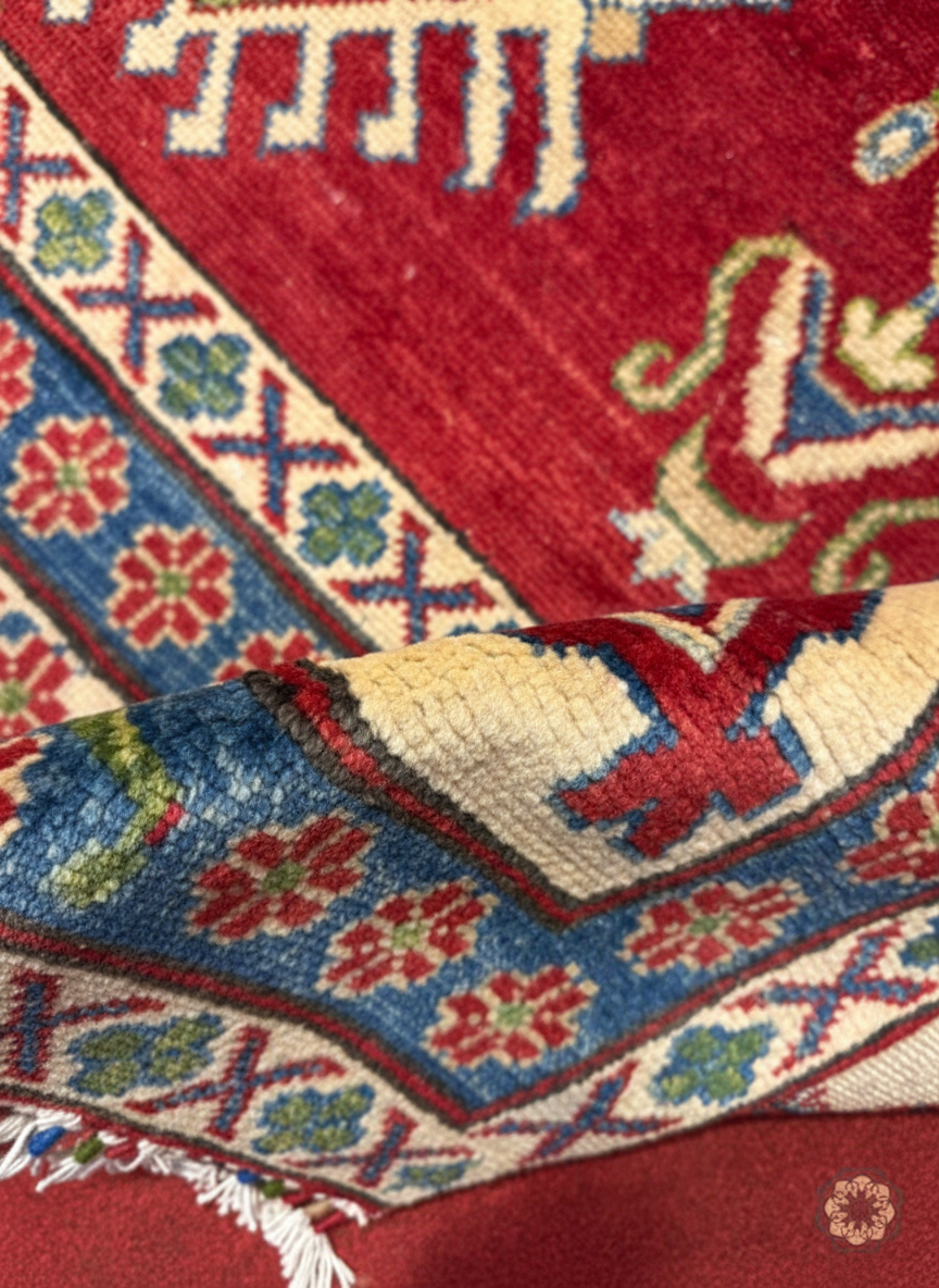 The Crimson Hearth - Hand-Knotted Afghan Turkoman Bokhara Carpet
