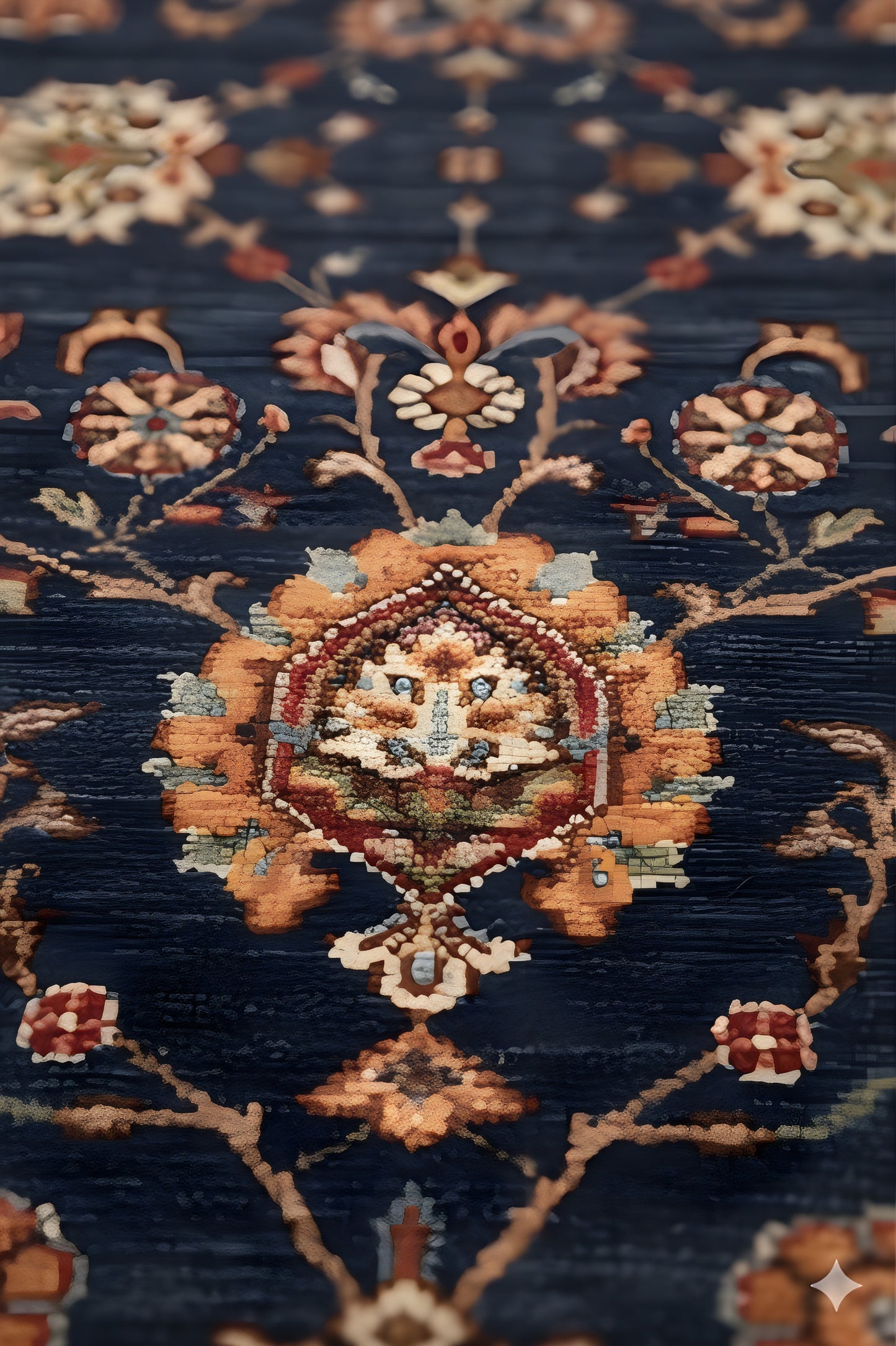 The Midnight Garden - Hand-Knotted Afghan Floral Carpet