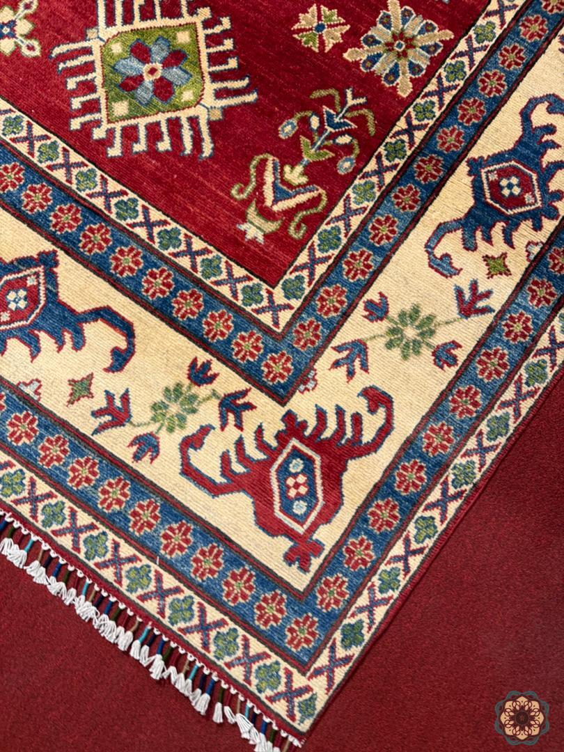 The Crimson Hearth - Hand-Knotted Afghan Turkoman Bokhara Carpet