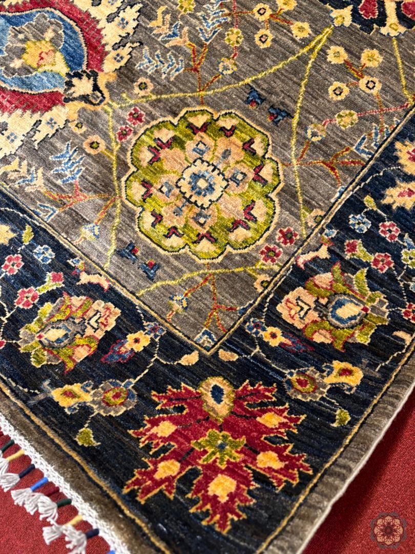 The Rustic Bloom - Hand-Knotted Afghan Serapi-Inspired Carpet 3.52m x 2.5m (C053)