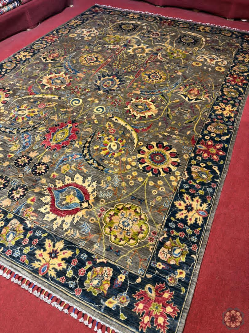 The Rustic Bloom - Hand-Knotted Afghan Serapi-Inspired Carpet 3.52m x 2.5m (C053)