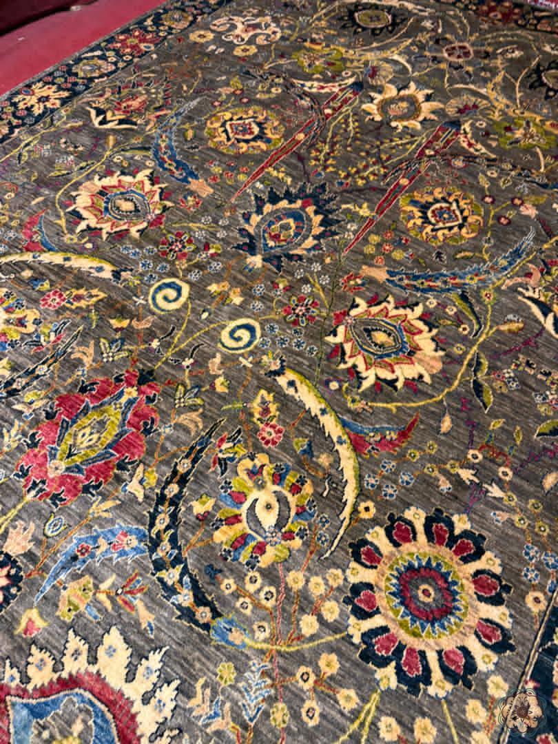 The Rustic Bloom - Hand-Knotted Afghan Serapi-Inspired Carpet 3.52m x 2.5m (C053)