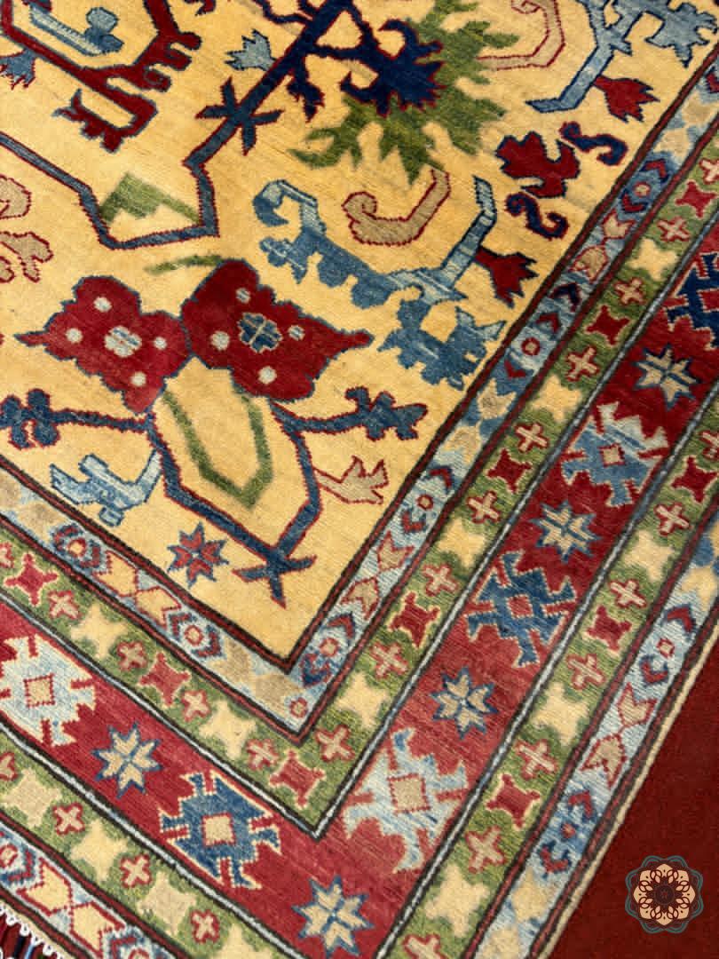 The Golden Blossom - Hand-Knotted Afghan Chobi-Inspired Carpet