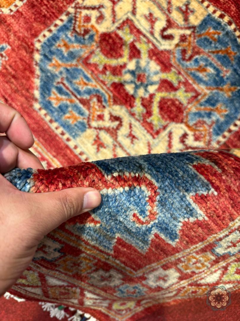Vibrant Hand-Knotted Afghan Tribal Bokhara Area Rug - Authentic Wool Masterpiece C061