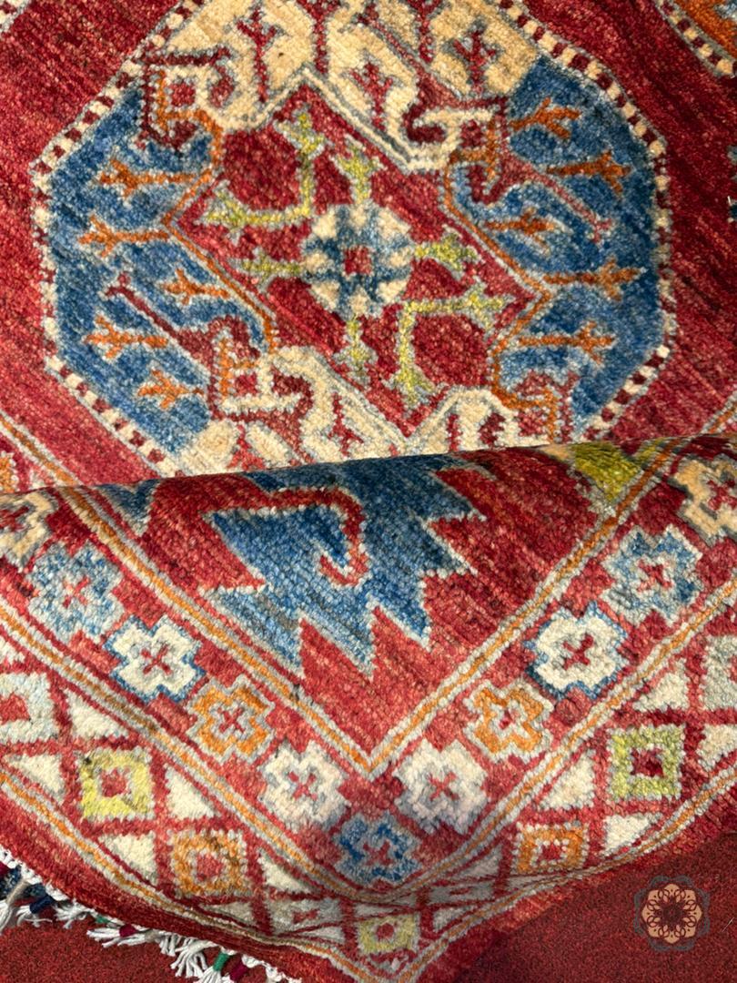 Vibrant Hand-Knotted Afghan Tribal Bokhara Area Rug - Authentic Wool Masterpiece C061
