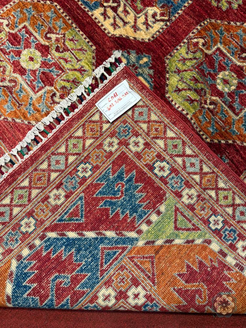 Vibrant Hand-Knotted Afghan Tribal Bokhara Area Rug - Authentic Wool Masterpiece C061