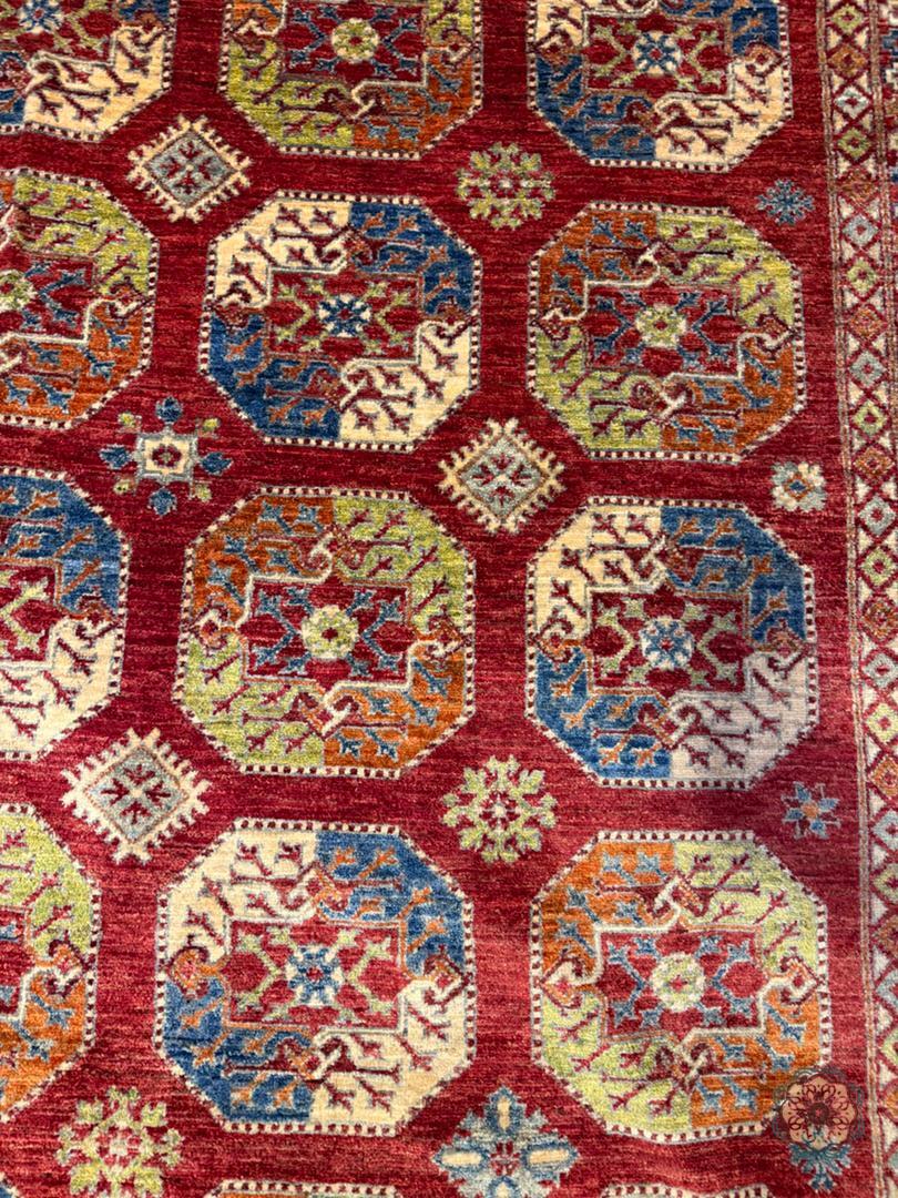 Vibrant Hand-Knotted Afghan Tribal Bokhara Area Rug - Authentic Wool Masterpiece C061
