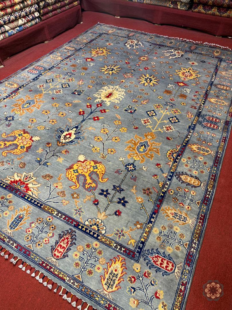 Captivating Hand-Knotted Afghan Mughal-Inspired Area Rug - Blending Tradition with Whimsy C068