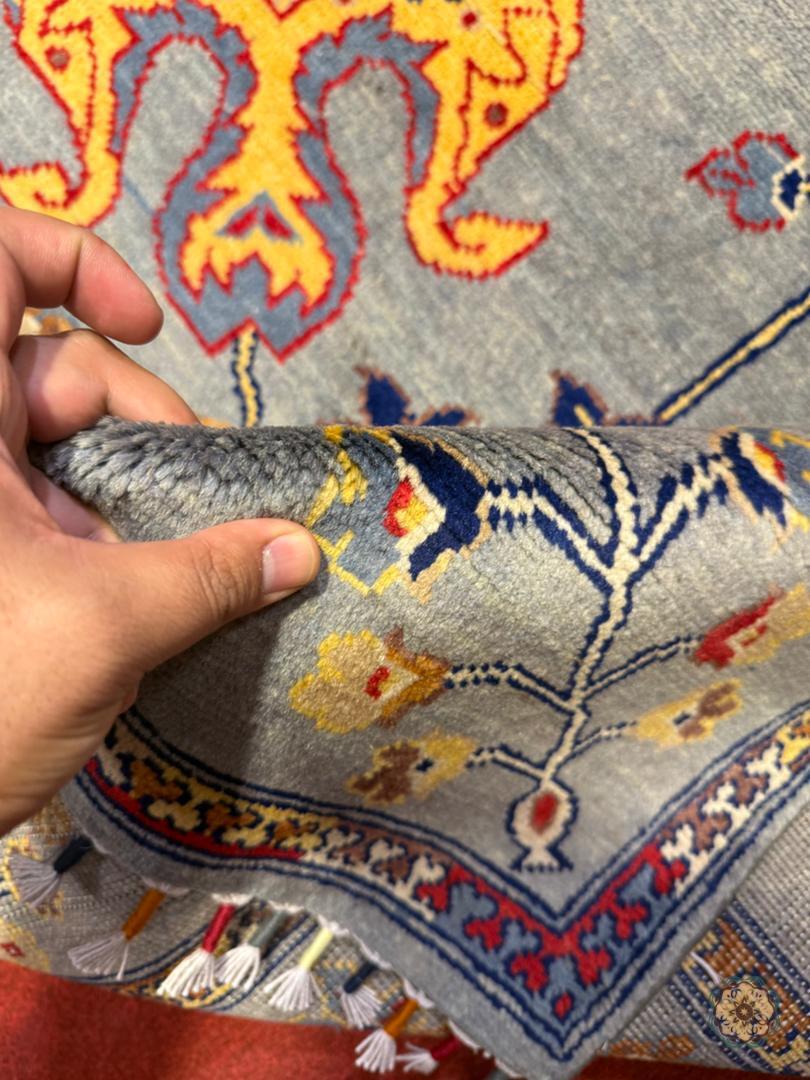 Captivating Hand-Knotted Afghan Mughal-Inspired Area Rug - Blending Tradition with Whimsy C068