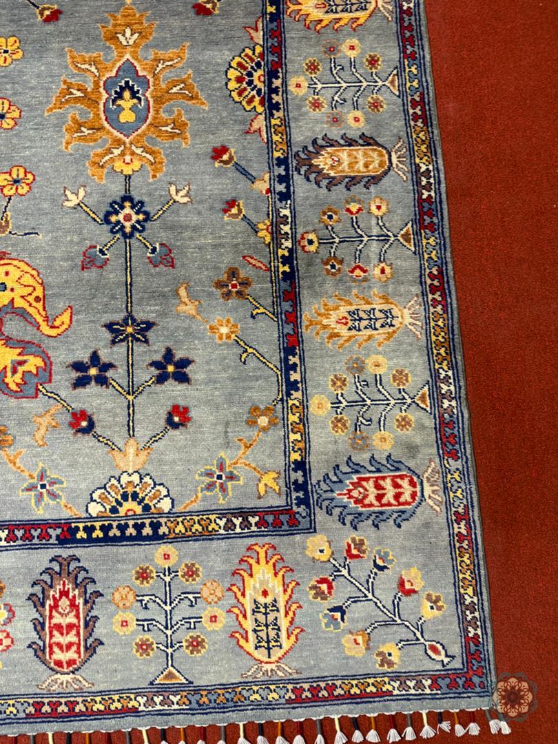 Captivating Hand-Knotted Afghan Mughal-Inspired Area Rug - Blending Tradition with Whimsy C068