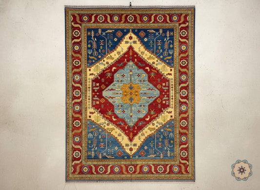 C060 Bold Hand-Knotted Afghan Tribal Chobi Kilim-Inspired Area Rug - Geometric Splendor