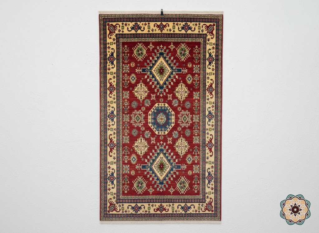 The Crimson Hearth - Hand-Knotted Afghan Turkoman Bokhara Carpet