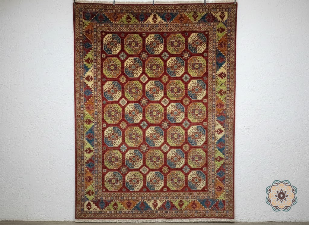 Vibrant Hand-Knotted Afghan Tribal Bokhara Area Rug - Authentic Wool Masterpiece C061