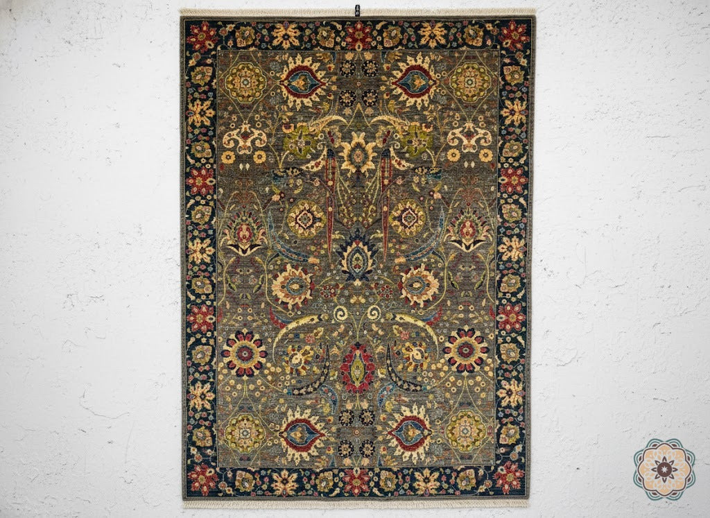 The Rustic Bloom - Hand-Knotted Afghan Serapi-Inspired Carpet 3.52m x 2.5m (C053)