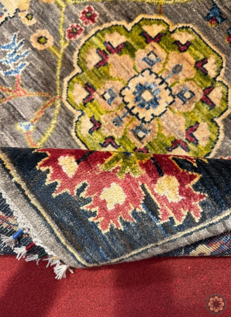 The Rustic Bloom - Hand-Knotted Afghan Serapi-Inspired Carpet 3.52m x 2.5m (C053)