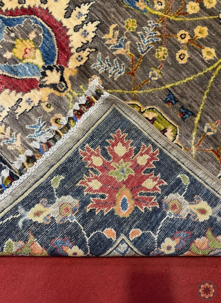The Rustic Bloom - Hand-Knotted Afghan Serapi-Inspired Carpet 3.52m x 2.5m (C053)