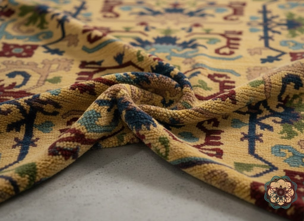 The Golden Blossom - Hand-Knotted Afghan Chobi-Inspired Carpet