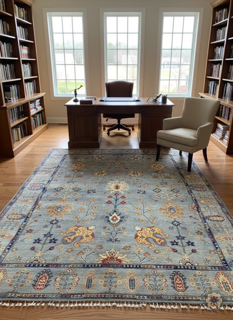 Captivating Hand-Knotted Afghan Mughal-Inspired Area Rug - Blending Tradition with Whimsy C068