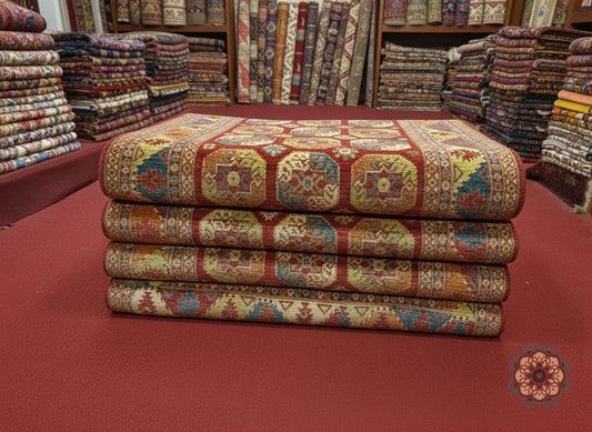 Vibrant Hand-Knotted Afghan Tribal Bokhara Area Rug - Authentic Wool Masterpiece C061